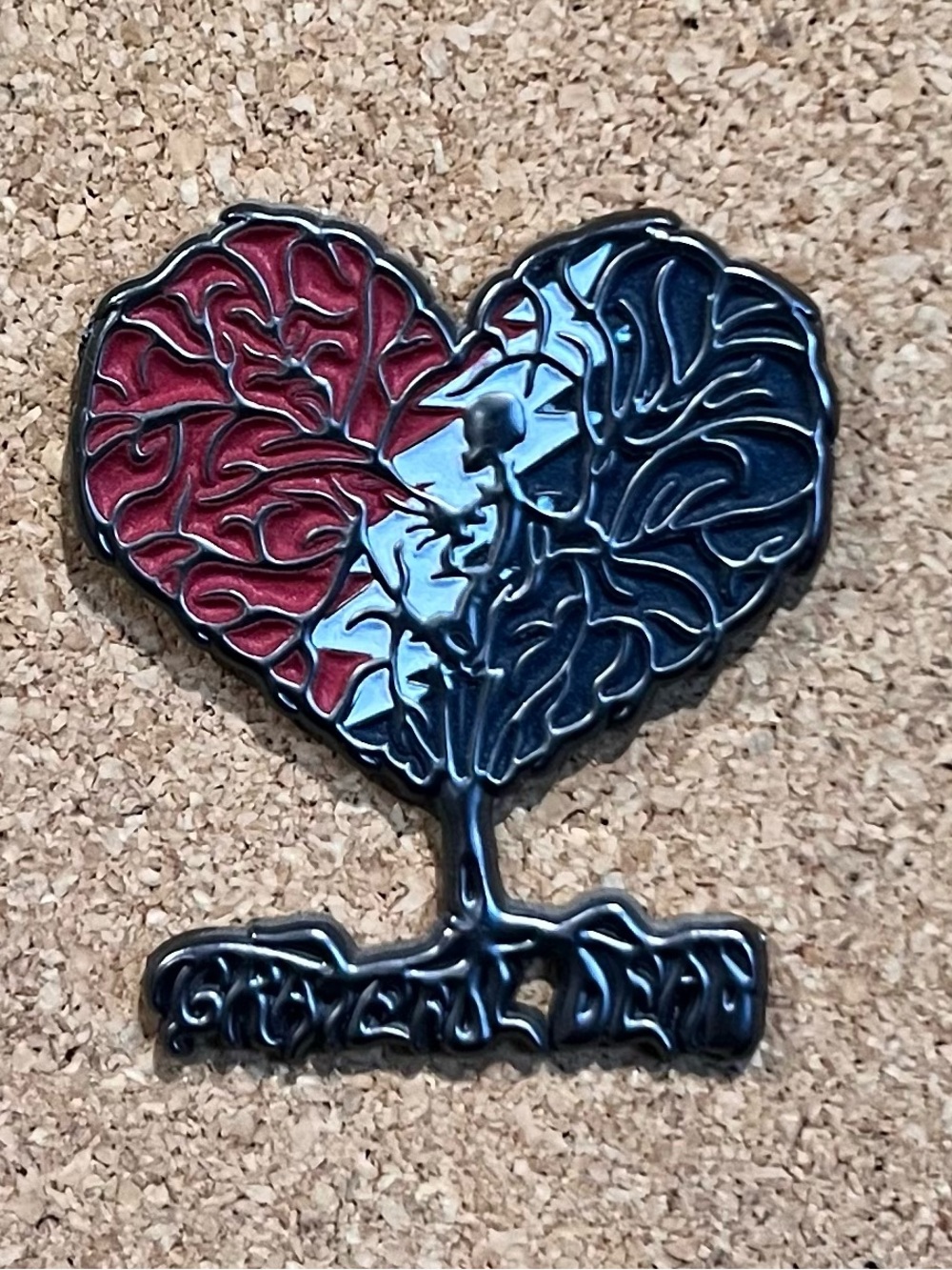 Grateful Dead Red and Black Heart Tree Enamel Pin